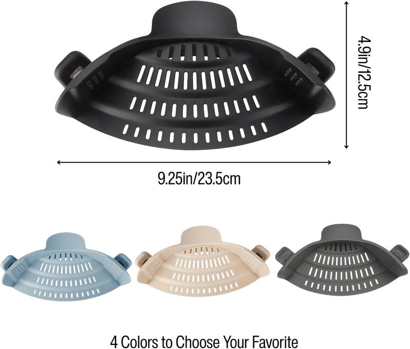 Emptycolor Silicone Pot Strainer, Adjustable Clip On Strainer for Pots Pans, Heat Resistant Pot Drainer, Kitchen Pasta Colander for Vegetables and Noodles (Black) - Image 2